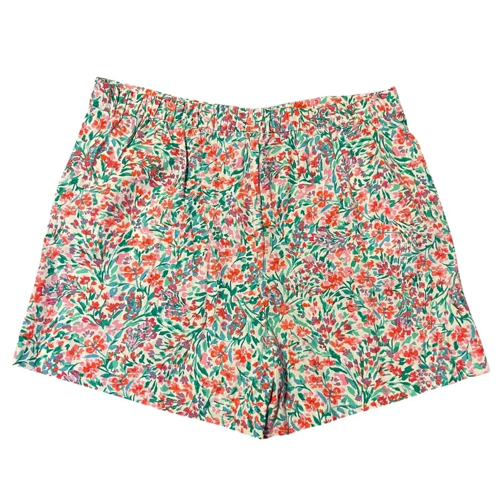 J.Crew Women‎ Multi Floral Linen Blend Re-Imagined Pull On Shorts 16